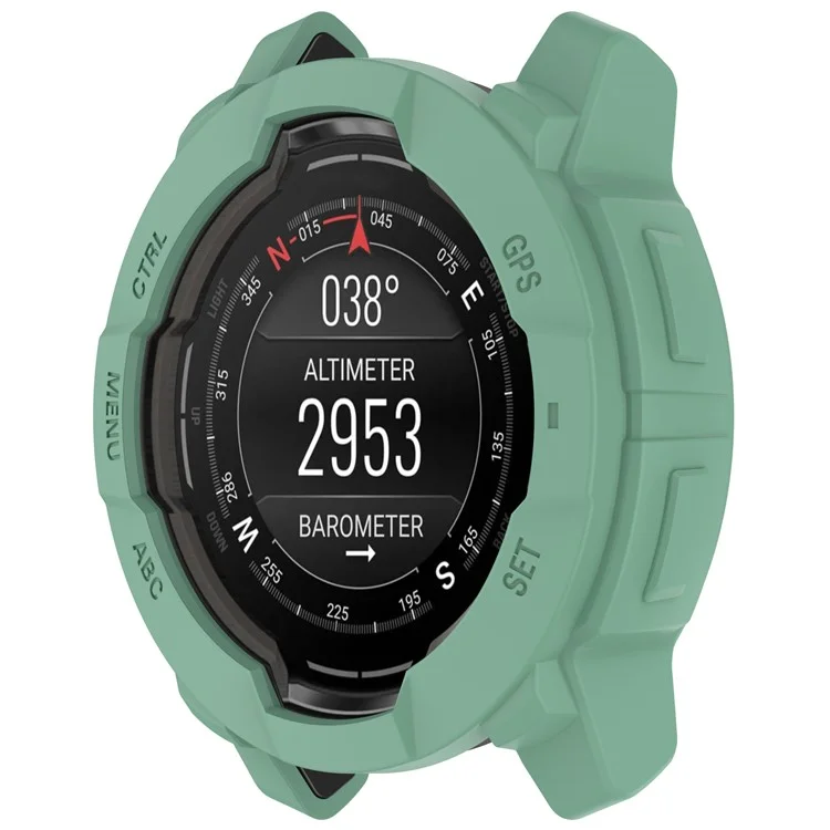 For Garmin Instinct 3 AMOLED 45mm / Instinct 3 Solar 45mm Watch Case Silicone Shockproof Bumper Frame - Green