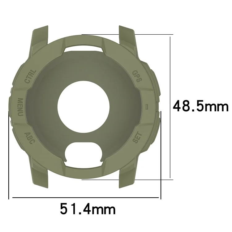 For Garmin Instinct 3 AMOLED 45mm / Instinct 3 Solar 45mm Watch Case Silicone Shockproof Bumper Frame - Green