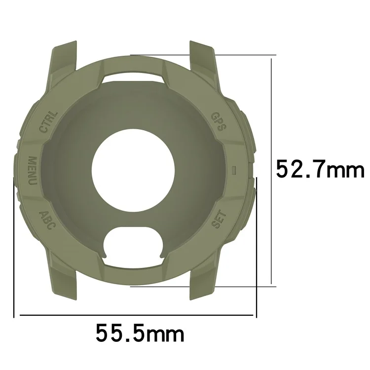 For Garmin Instinct 3 AMOLED 50mm / Instinct 3 Solar 50mm Watch Case Silicone Shockproof Bumper Frame - Army Green