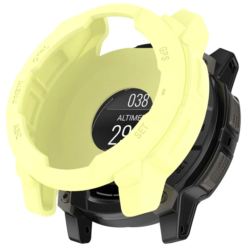 For Garmin Instinct 3 AMOLED 50mm / Instinct 3 Solar 50mm Watch Case Silicone Shockproof Bumper Frame - Yellow