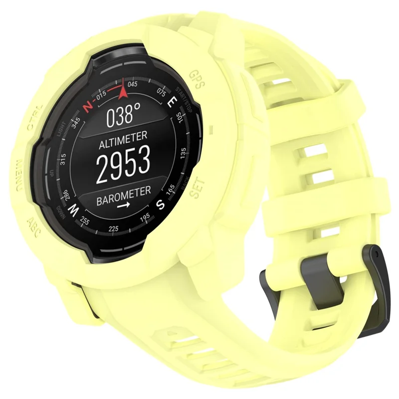 For Garmin Instinct 3 AMOLED 50mm / Instinct 3 Solar 50mm Watch Case Silicone Shockproof Bumper Frame - Yellow