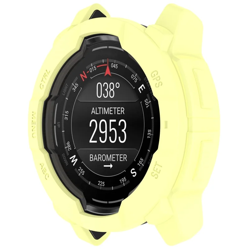 For Garmin Instinct 3 AMOLED 50mm / Instinct 3 Solar 50mm Watch Case Silicone Shockproof Bumper Frame - Yellow