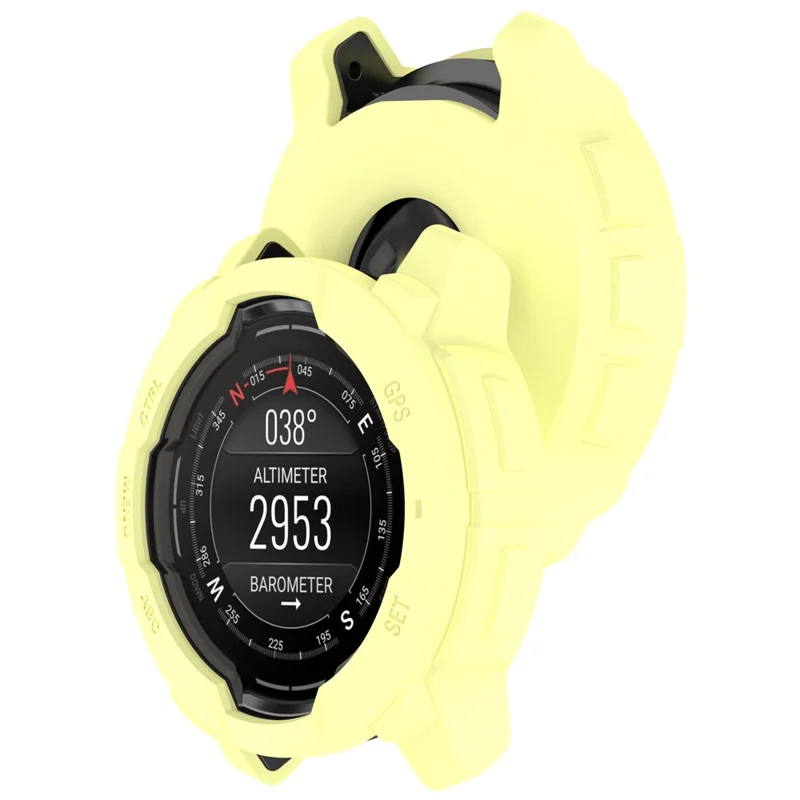 For Garmin Instinct 3 AMOLED 50mm / Instinct 3 Solar 50mm Watch Case Silicone Shockproof Bumper Frame - Yellow