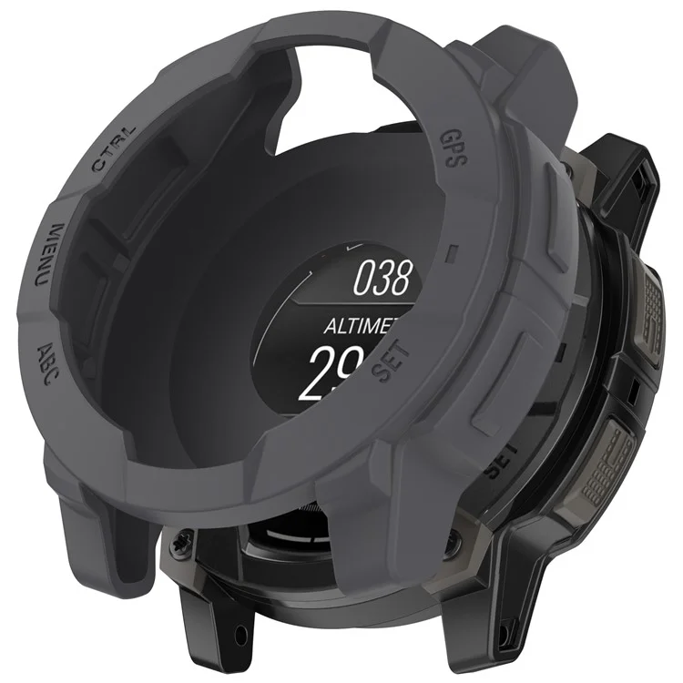 For Garmin Instinct 3 AMOLED 50mm / Instinct 3 Solar 50mm Watch Case Silicone Shockproof Bumper Frame - Grey