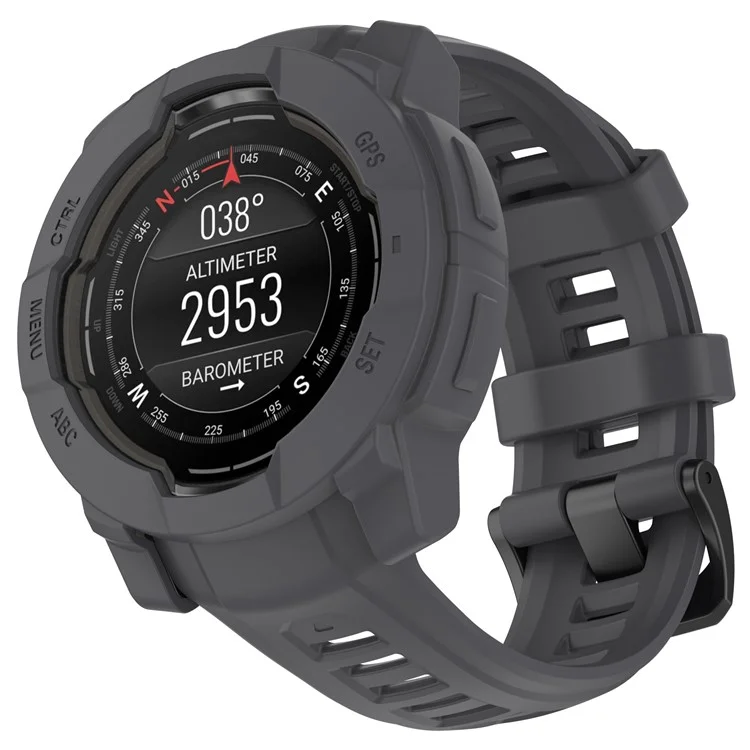 For Garmin Instinct 3 AMOLED 50mm / Instinct 3 Solar 50mm Watch Case Silicone Shockproof Bumper Frame - Grey