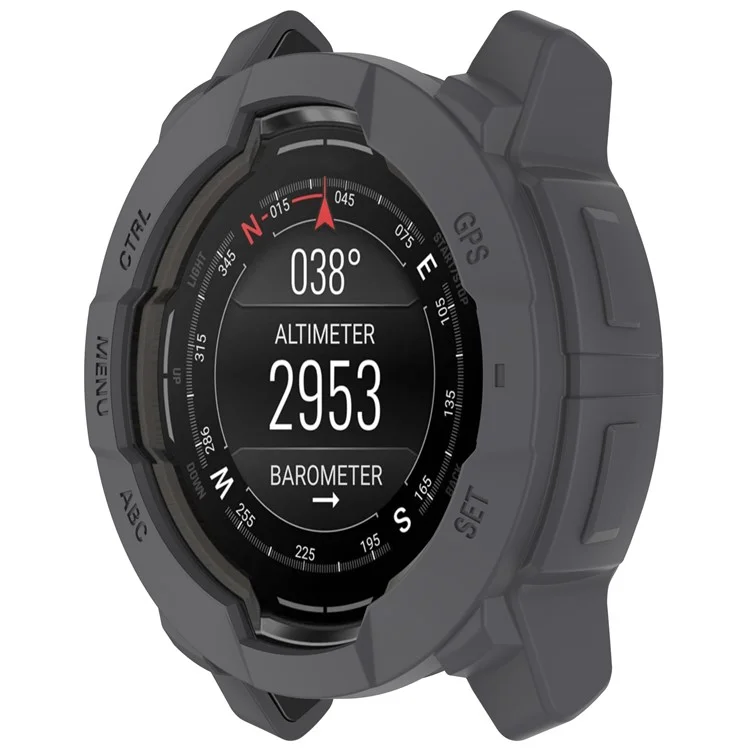 For Garmin Instinct 3 AMOLED 50mm / Instinct 3 Solar 50mm Watch Case Silicone Shockproof Bumper Frame - Grey