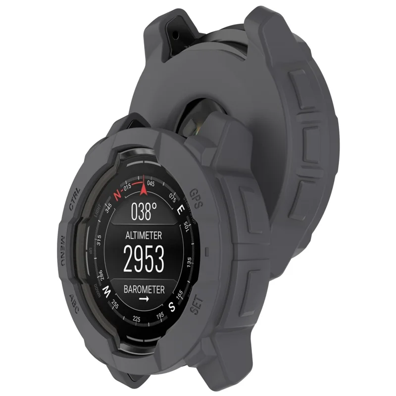 For Garmin Instinct 3 AMOLED 50mm / Instinct 3 Solar 50mm Watch Case Silicone Shockproof Bumper Frame - Grey