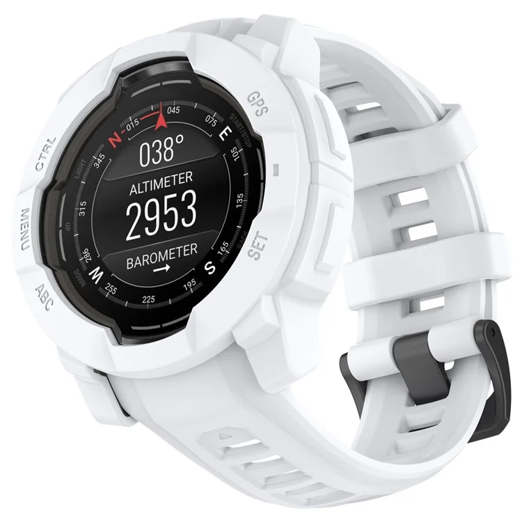 For Garmin Instinct 3 AMOLED 50mm / Instinct 3 Solar 50mm Watch Case Silicone Shockproof Bumper Frame - White