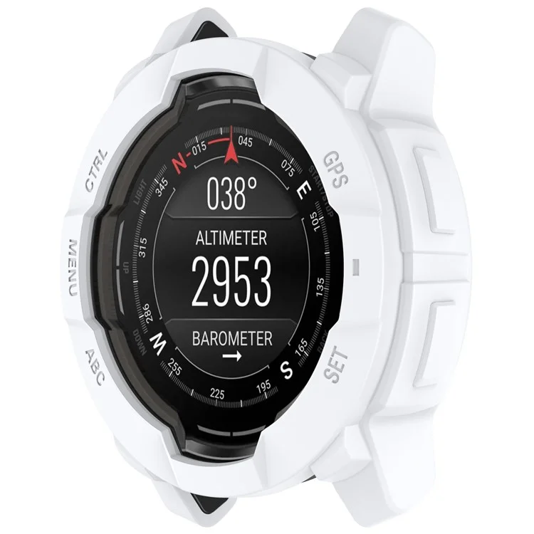 For Garmin Instinct 3 AMOLED 50mm / Instinct 3 Solar 50mm Watch Case Silicone Shockproof Bumper Frame - White