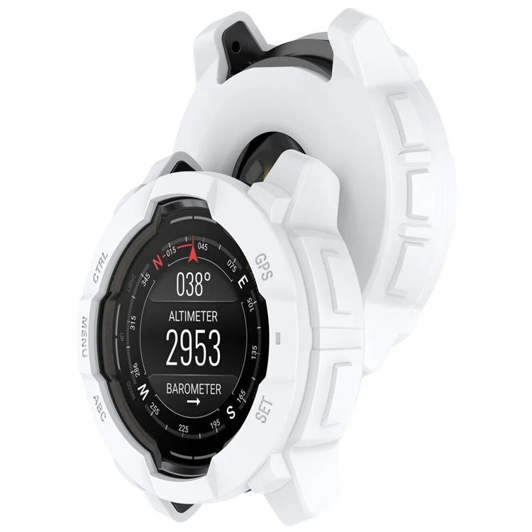 For Garmin Instinct 3 AMOLED 50mm / Instinct 3 Solar 50mm Watch Case Silicone Shockproof Bumper Frame - White