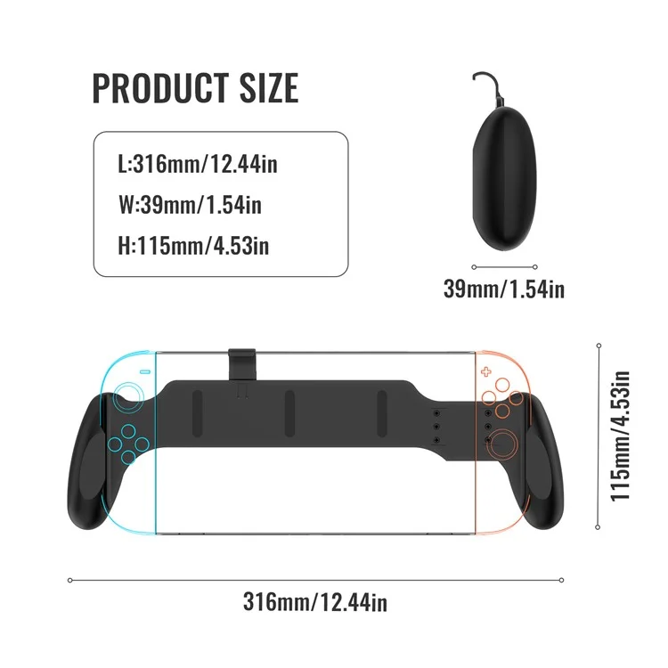 JYS JYS-NS2297 Poignée ergonomique antidérapante pour Nintendo Switch 2 / Switch / Switch OLED - Noir