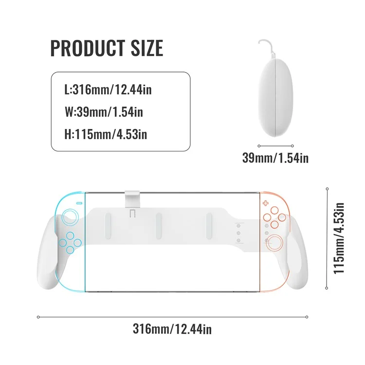 JYS JYS-NS2297 For Nintendo Switch 2 / Switch / Switch OLED Ergonomic Grip Handle Anti-Slip Handheld Grip - White