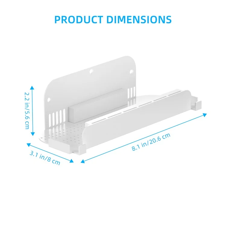 Support mural JYS JYS-NS2291 pour Console Nintendo Switch 2 / Switch / Switch OLED avec Emplacements de Rangement pour Cartes de Jeu - Blanc