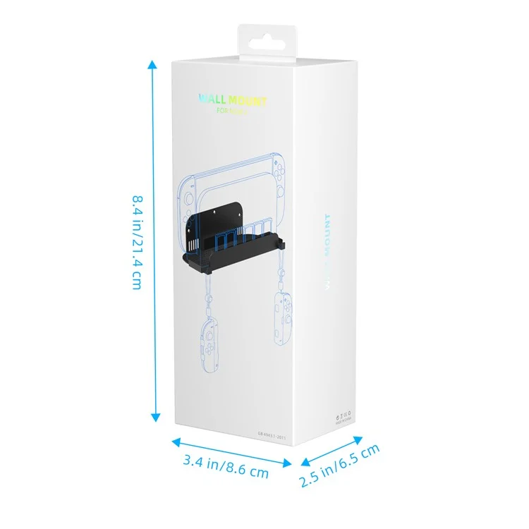 Support mural JYS JYS-NS2291 pour Console Nintendo Switch 2 / Switch / Switch OLED avec Emplacements de Rangement pour Cartes de Jeu - Blanc