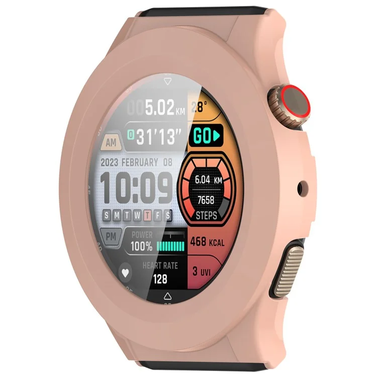 Capa para Relógio Huami Amazfit Cheetah Round / Cheetah Pro com Moldura de PC e Película de Vidro Temperado - Rosa