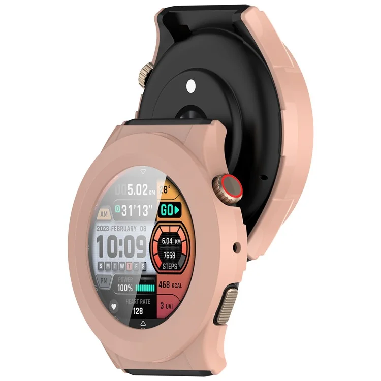 Capa para Relógio Huami Amazfit Cheetah Round / Cheetah Pro com Moldura de PC e Película de Vidro Temperado - Rosa