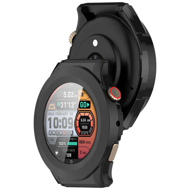 Watch Case for Huami Amazfit Cheetah Round / Cheetah Pro PC Frame Cover with Tempered Glass Screen Film - Black