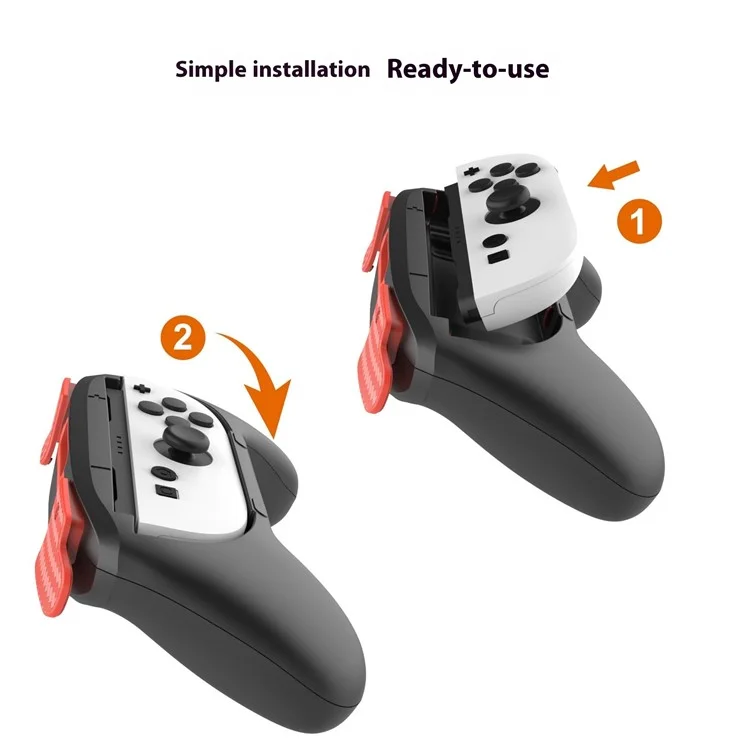 PGTECH GP-361 2 Poignées de Contrôleur Ergonomiques Gauche et Droite pour Nintendo Switch Joy-Con - Noir Rouge+Noir Bleu
