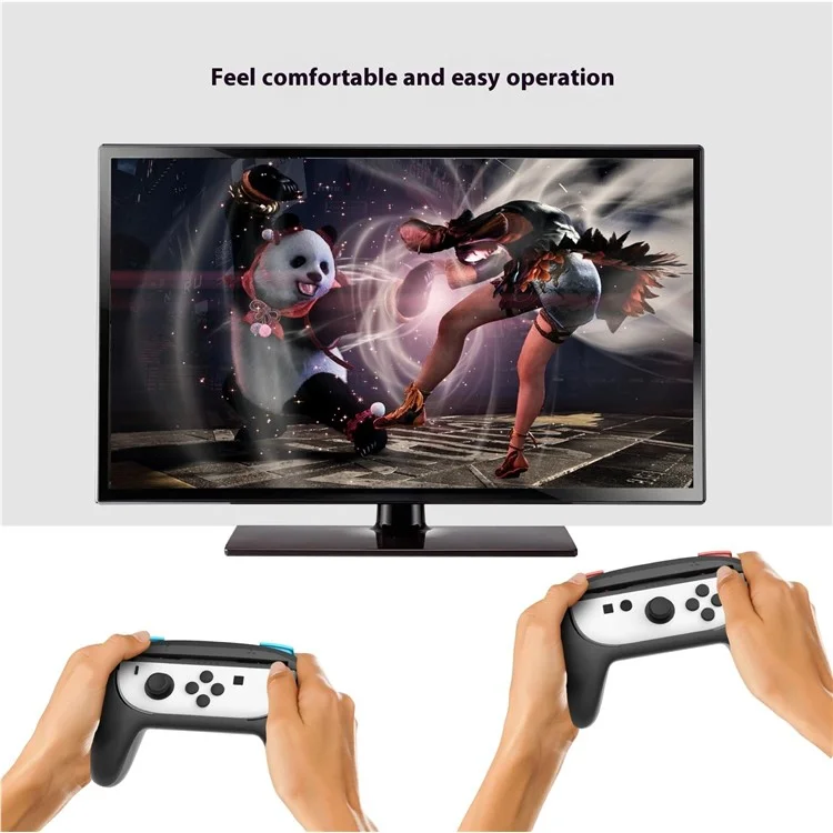 PGTECH GP-361 2 Poignées de Contrôleur Ergonomiques Gauche et Droite pour Nintendo Switch Joy-Con - Noir Rouge+Noir Bleu