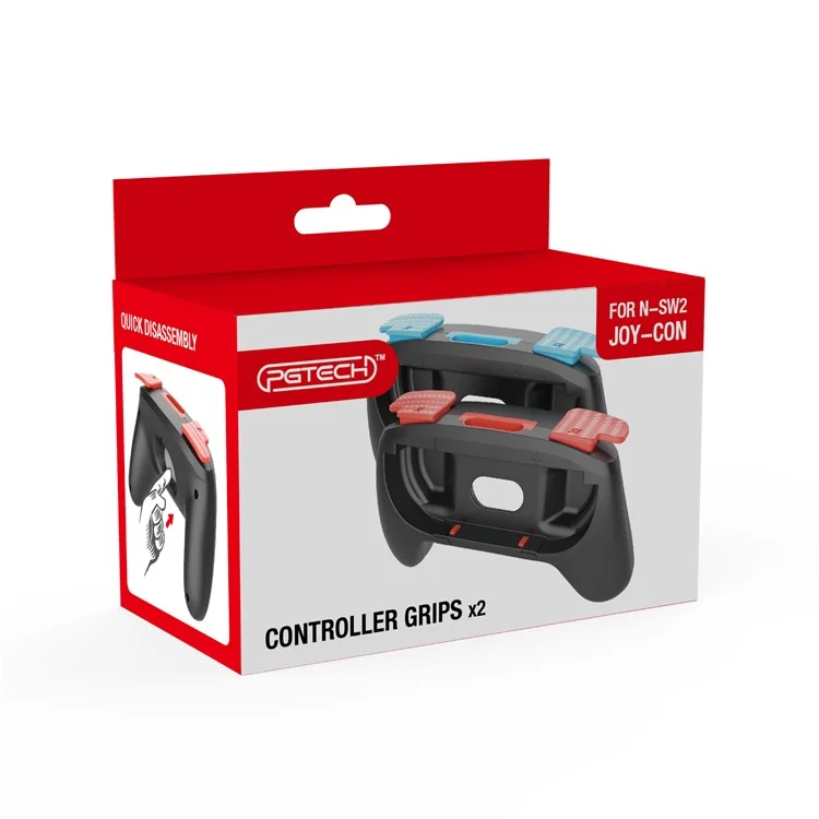PGTECH GP-361 2 Poignées de Contrôleur Ergonomiques Gauche et Droite pour Nintendo Switch Joy-Con - Noir Rouge+Noir Bleu