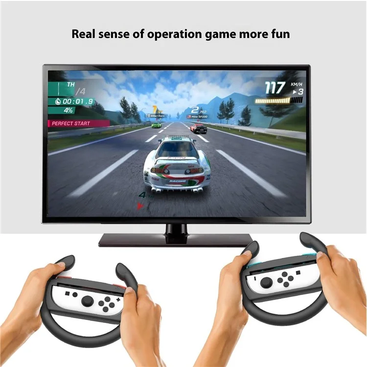 PGTECH GP-362 2 Pièces pour Nintendo Switch 2 Volant de jeu de course Bracket Gauche et Droit Joy-Con Wheel - Noir Rouge+Noir Bleu