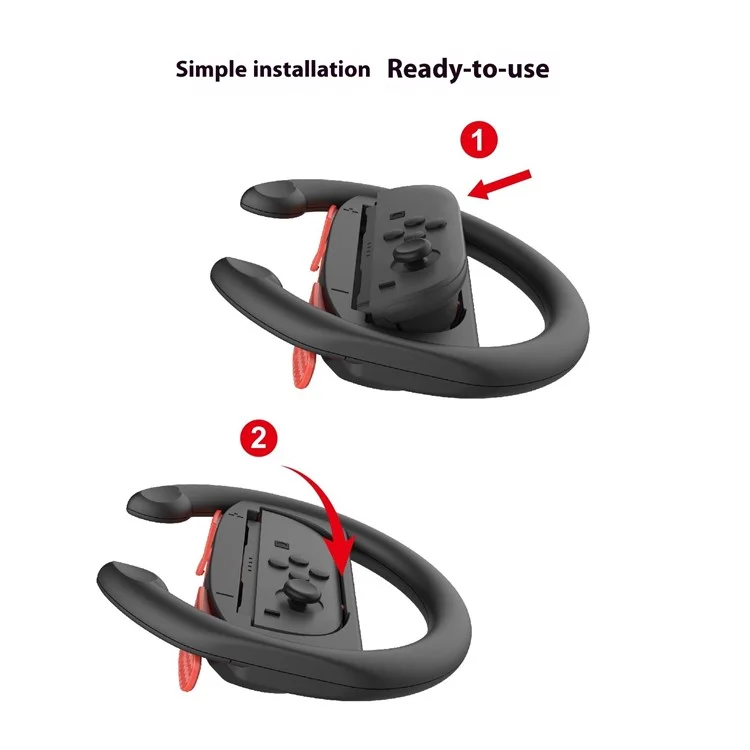 PGTECH GP-362 2 Pièces pour Nintendo Switch 2 Volant de jeu de course Bracket Gauche et Droit Joy-Con Wheel - Noir Rouge+Noir Bleu