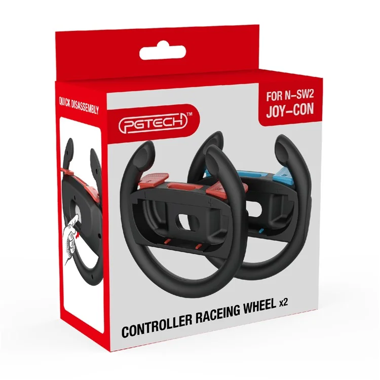 PGTECH GP-362 2 Pièces pour Nintendo Switch 2 Volant de jeu de course Bracket Gauche et Droit Joy-Con Wheel - Noir Rouge+Noir Bleu