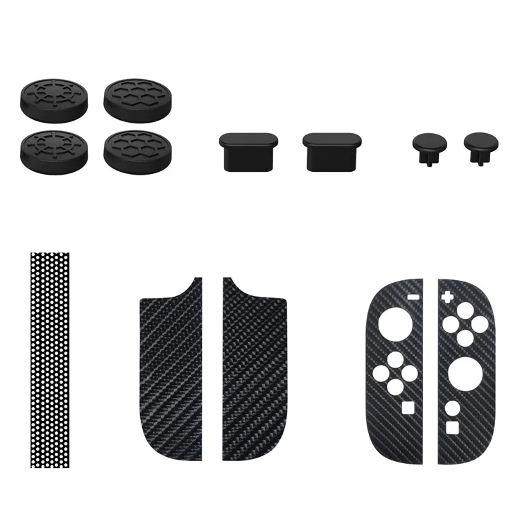 PGTECH GP-370 Kit de Protection pour Console de Jeu Nintendo Switch - Bouchons Anti-Poussière, Autocollants de Contrôleur, Capuchons de Joystick en Silicone
