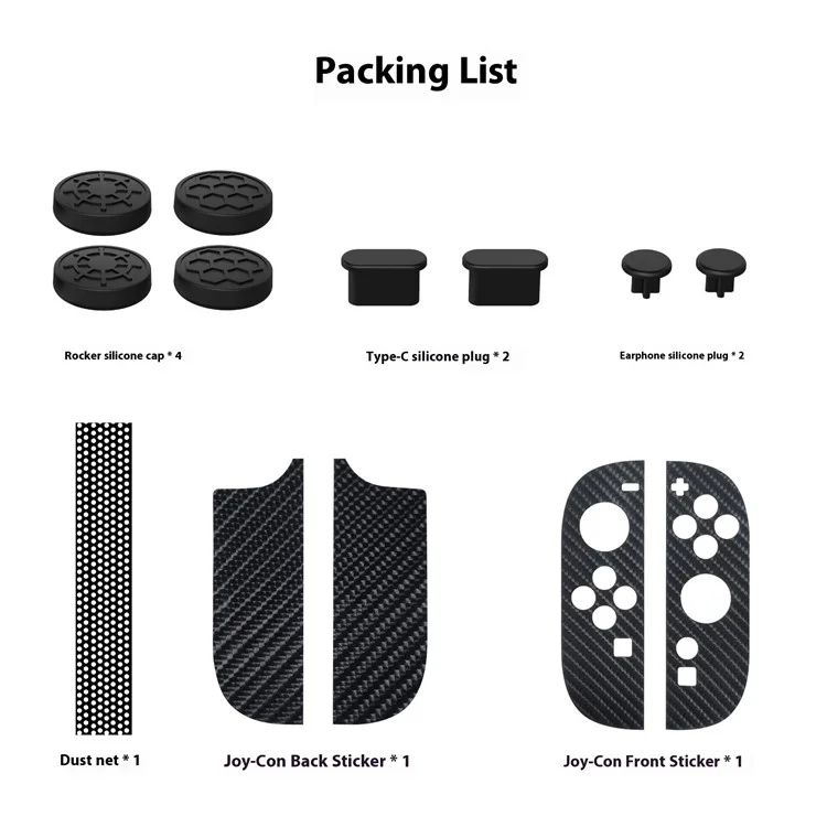 PGTECH GP-370 Kit de Protection pour Console de Jeu Nintendo Switch - Bouchons Anti-Poussière, Autocollants de Contrôleur, Capuchons de Joystick en Silicone