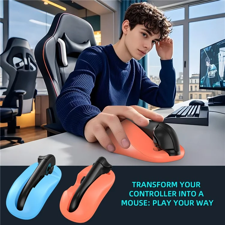 JYS-NS2296 2Pcs for Nintendo Switch 2 Joy-Con Grip Mouse Mini Portable Ergonomic Controller Base - Blue+Red