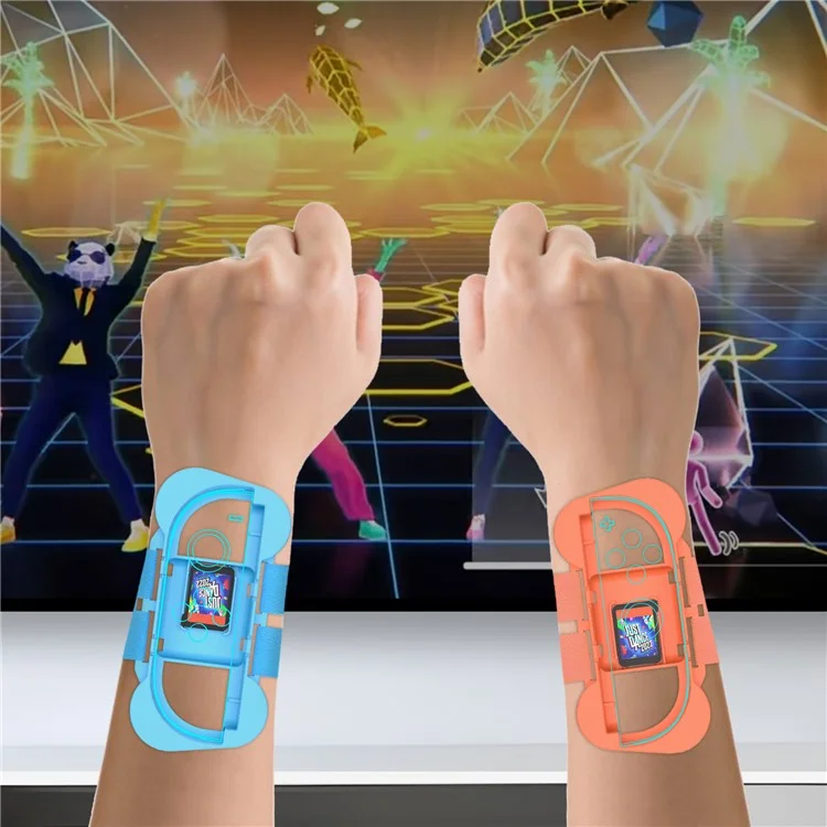 JYS-NS2262 2Pcs For Nintendo Switch 2 Dance Wristbands Joy-Con Controller Sports Wrist Bands - Blue+Red