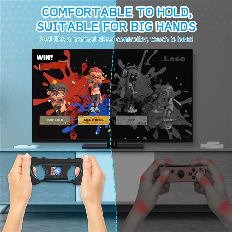 JYS-NS2263 2Pcs For Nintendo Switch 2 Joy-Con Grip Handle Ergonomic Controller Attachment with Wrist Strap - Black