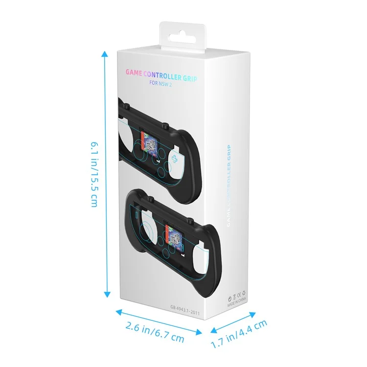 JYS-NS2263 2Pcs For Nintendo Switch 2 Joy-Con Grip Handle Ergonomic Controller Attachment with Wrist Strap - Black