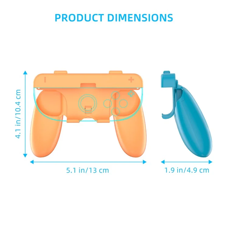JYS-NS2276 Pour Nintendo Switch 2 Poignée de Contrôleur Joy-Con Détachable Ergonomique Manette de Jeu - Bleu+Rouge