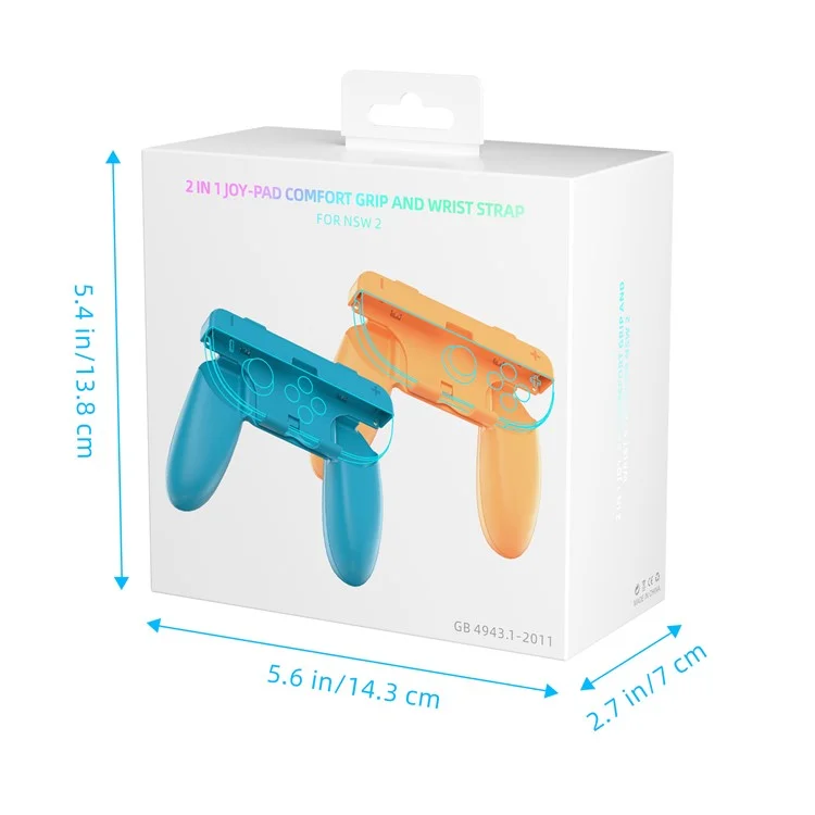 JYS-NS2276 Pour Nintendo Switch 2 Poignée de Contrôleur Joy-Con Détachable Ergonomique Manette de Jeu - Bleu+Rouge
