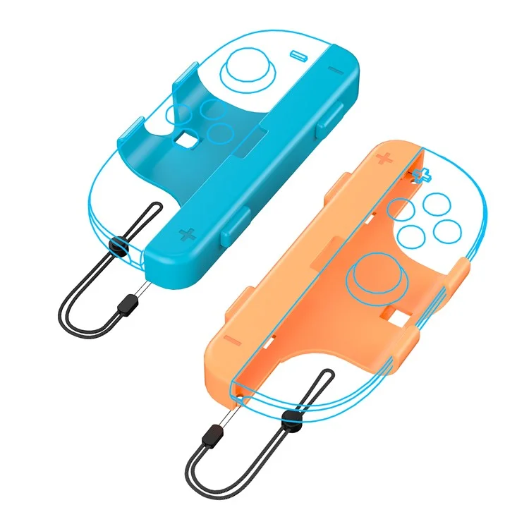 JYS-NS2280 Lot de 2 Poignées Ergonomiques pour Joy-Con de Nintendo Switch avec Dragonne - Bleu+Rouge