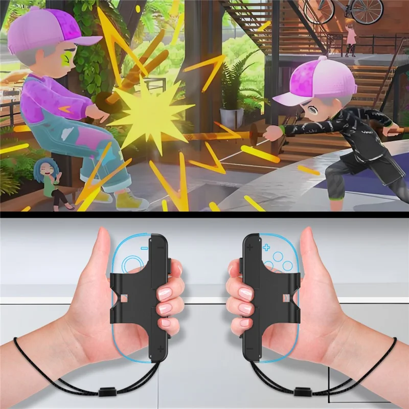 JYS-NS2280 2Pcs For Nintendo Switch 2 Dual Joy-Con Grip Handles with Wrist Strap Ergonomic Controller Attachments - Black