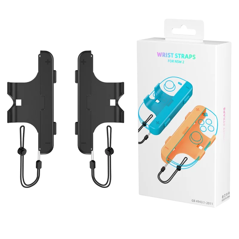 JYS-NS2280 2Pcs For Nintendo Switch 2 Dual Joy-Con Grip Handles with Wrist Strap Ergonomic Controller Attachments - Black