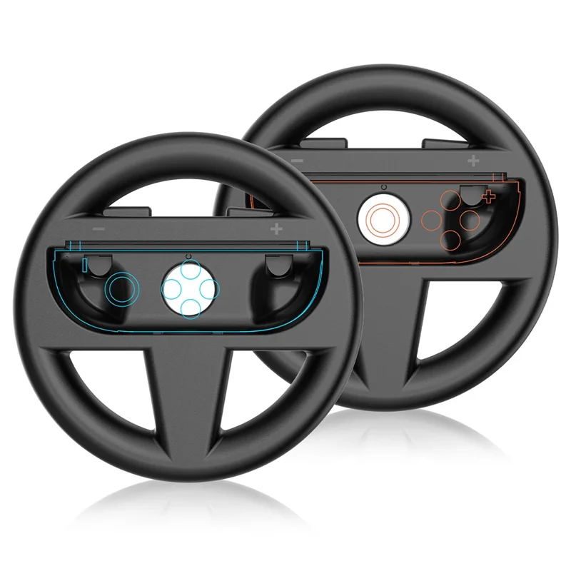 JYS-NS2261 2Pcs For Nintendo Switch 2 Left and Right Joy-Con Racing Steering Wheel Controller - Black