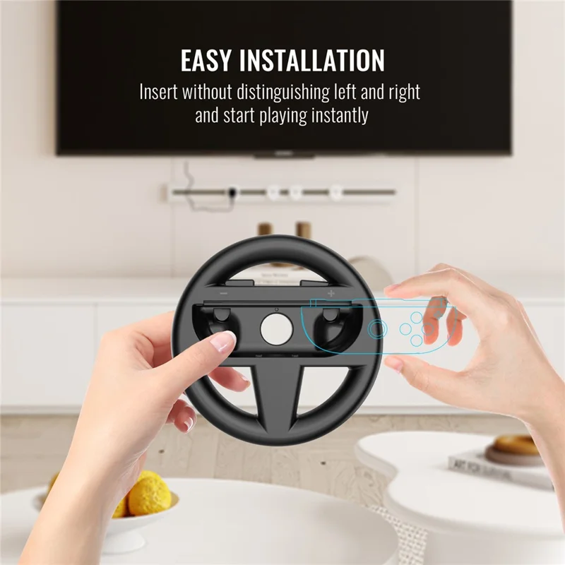 JYS-NS2261 2Pcs For Nintendo Switch 2 Left and Right Joy-Con Racing Steering Wheel Controller - Black