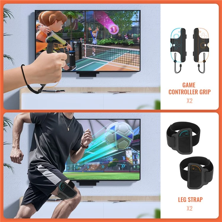 JYS-NS2281 Для Nintendo Switch 2 Набор 9-в-1 Спортивных Игровых Аксессуаров: Теннисная Ракетка, Гольф-Клюшка, Ремешок для Ноги и Контроллер с Датчиком Движения