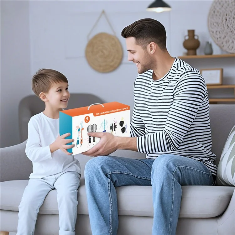 JYS-NS2281 Для Nintendo Switch 2 Набор 9-в-1 Спортивных Игровых Аксессуаров: Теннисная Ракетка, Гольф-Клюшка, Ремешок для Ноги и Контроллер с Датчиком Движения