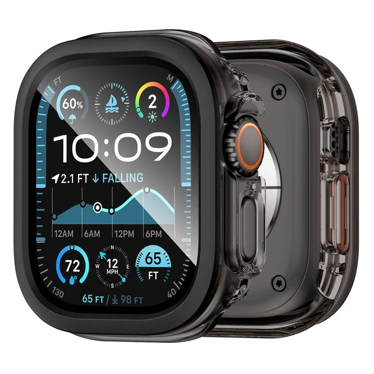 Funda Rígida IML para Apple Watch Ultra 2 49mm / Ultra 49mm con Película Protectora de Cristal Templado - Negro Transparente