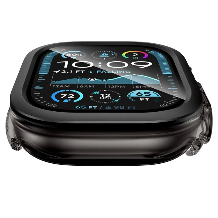 Funda Rígida IML para Apple Watch Ultra 2 49mm / Ultra 49mm con Película Protectora de Cristal Templado - Negro Transparente