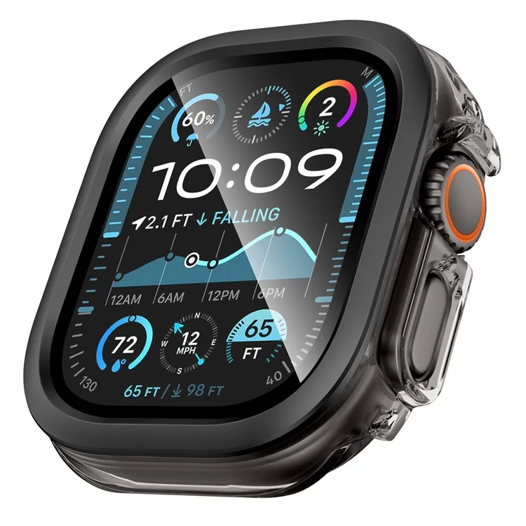 Funda Rígida IML para Apple Watch Ultra 2 49mm / Ultra 49mm con Película Protectora de Cristal Templado - Negro Transparente