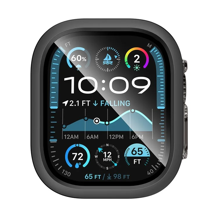 Funda Rígida IML para Apple Watch Ultra 2 49mm / Ultra 49mm con Película Protectora de Cristal Templado - Negro Transparente