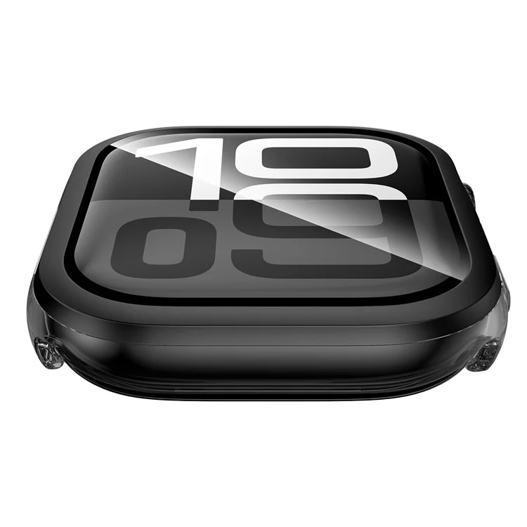 For Apple Watch Series 10 46mm Hard PC IML Watch Case with Tempered Glass Screen Film - Transparent Black