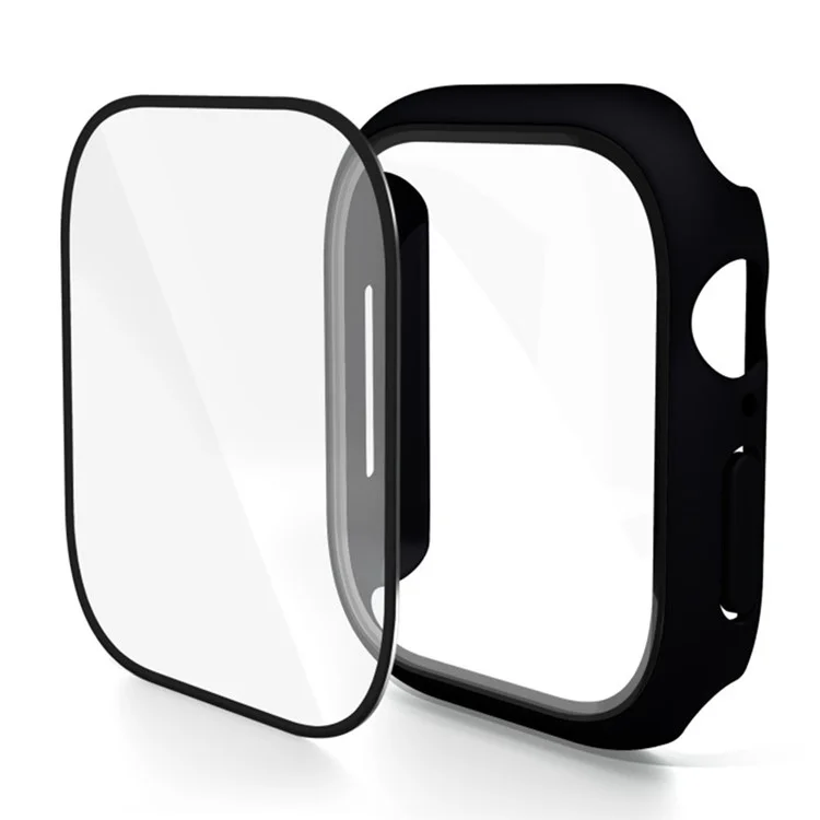 WANLONFENG Para Apple Watch Series 10 Funda de 46mm con Marco de PC y Protector de Pantalla de Vidrio Templado - Negro