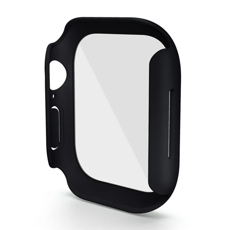 WANLONFENG Para Apple Watch Series 10 Funda de 46mm con Marco de PC y Protector de Pantalla de Vidrio Templado - Negro