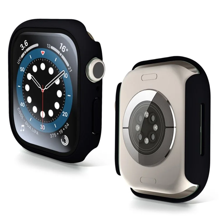 WANLONFENG Para Apple Watch Series 10 Funda de 46mm con Marco de PC y Protector de Pantalla de Vidrio Templado - Negro
